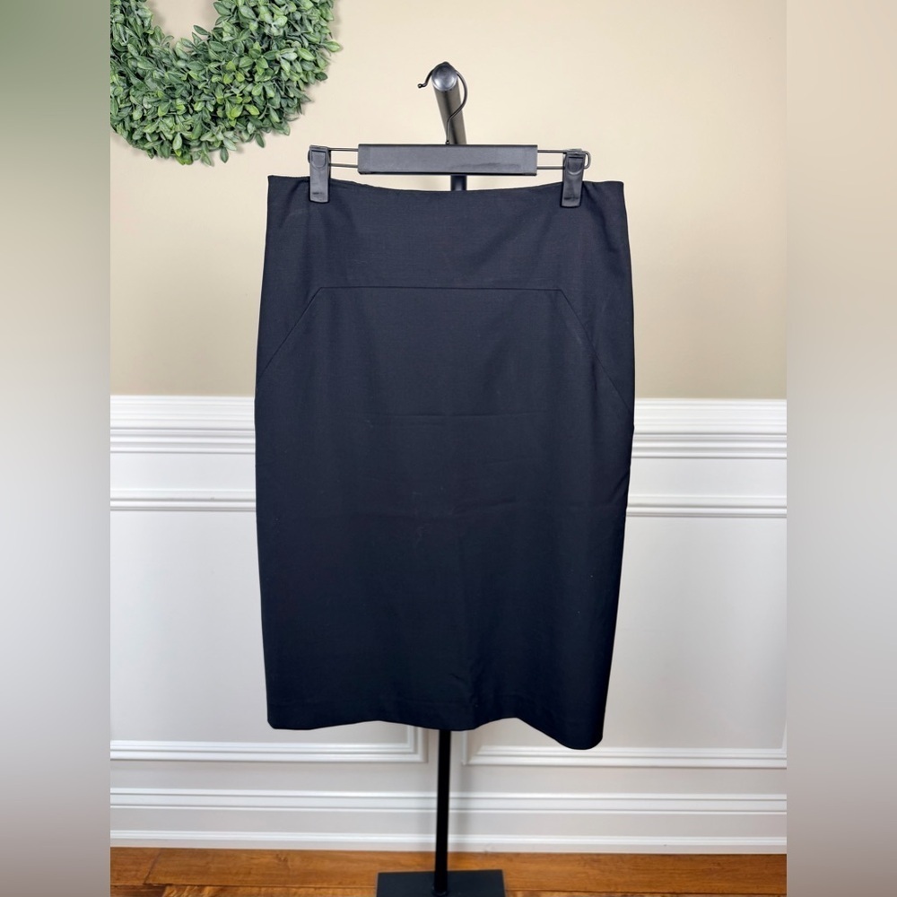 Theory Black Wool Blend Pencil Skirt Size 12